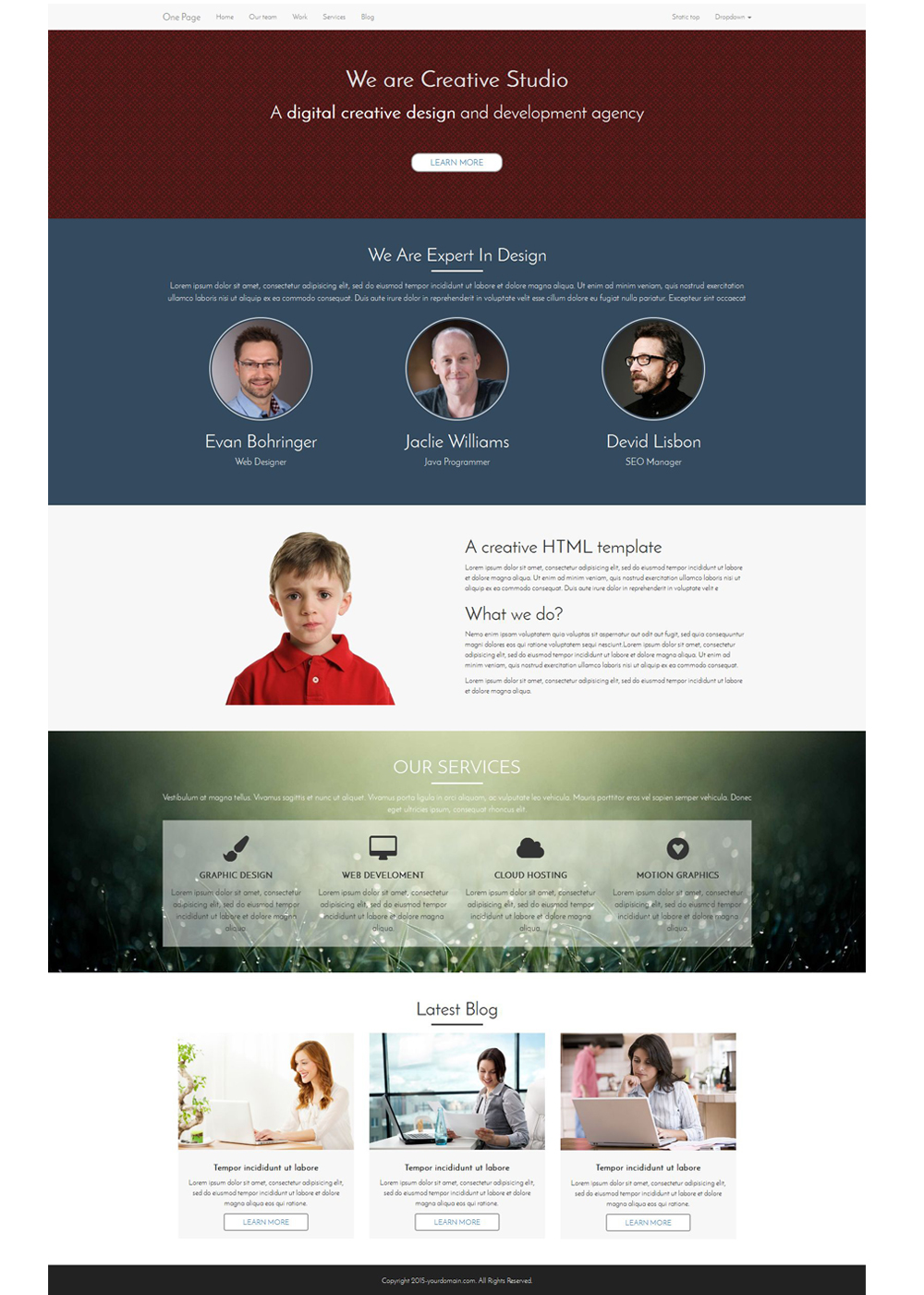 Parallax One Page Template Free