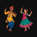 Navratri Couple Vector Download | Free PSD & AI Template
